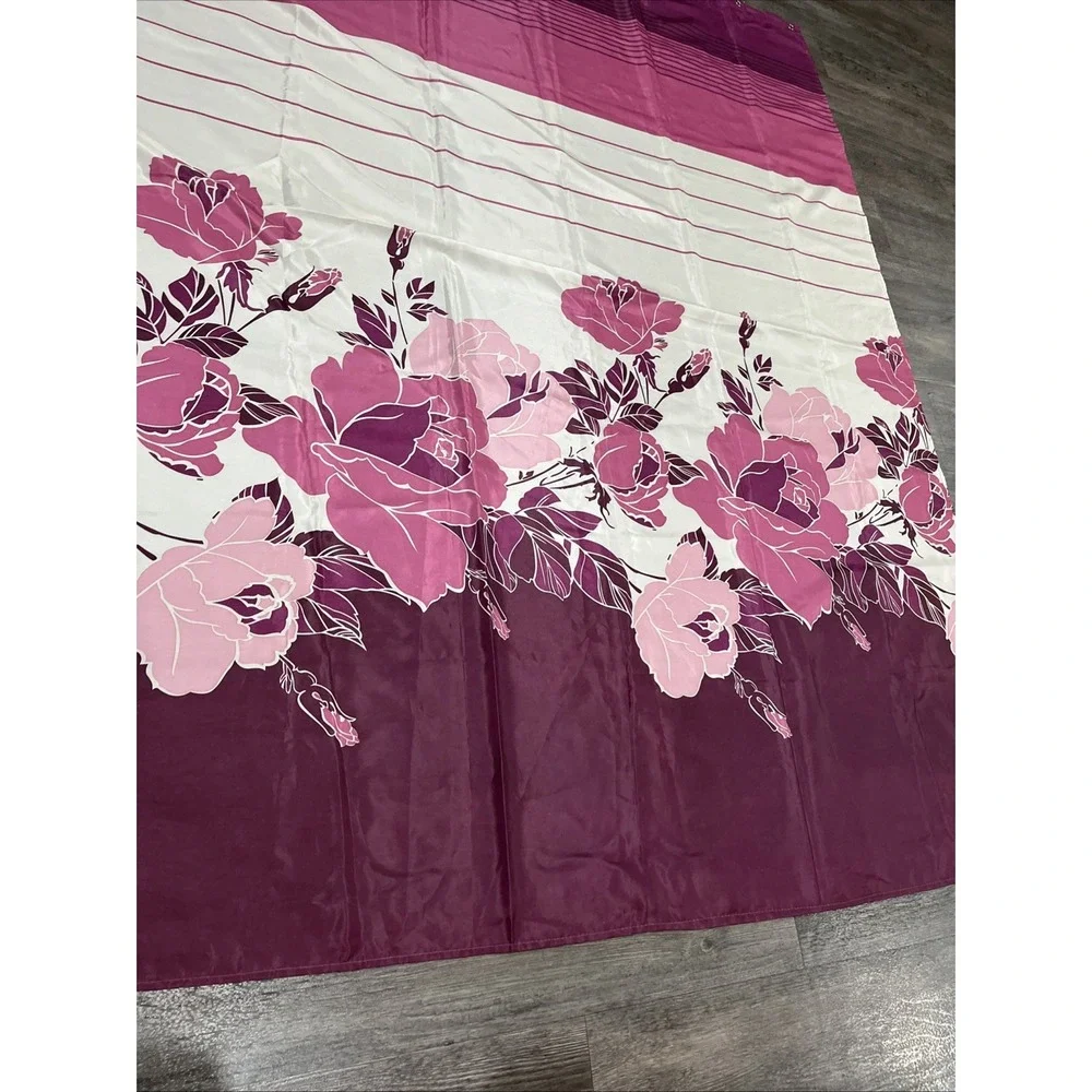 Primor Purple Floral Shower Curtain Flower Design 70x70 Bathroom Decor